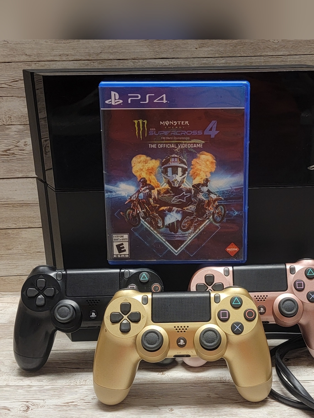 Sony PlayStation 4 Black Console 500GB, 3 DualShock Controllers & 1 Game- TESTED